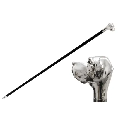 Zdjęcie Prestiżowa czarna laska z uchwytem w kształcie głowy labradora - Pasotti