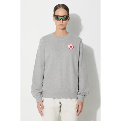 Zdjęcie Fjallraven bluza bawełniana 1960 Logo damska kolor szary melanżowa