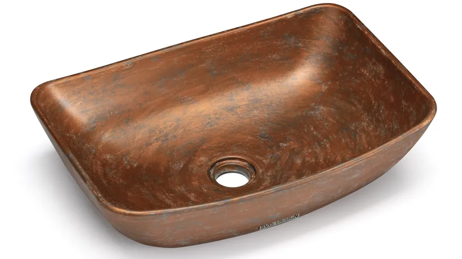 obrazek 2 Oszałamiająca umywalka 50 cm VIRGO BASIC – AGED METAL, miedziany i niebiesko-szary, lakier matowy
