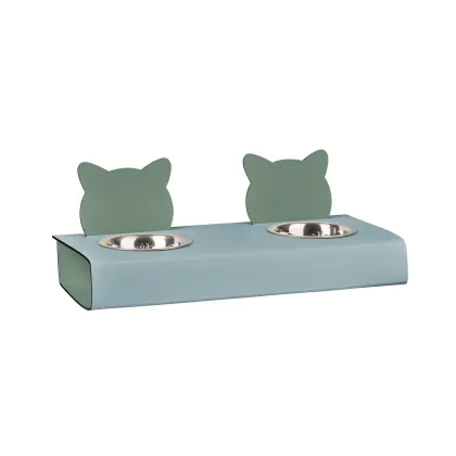 Zdjęcie Jasnobłękitny unikalny zestaw dwóch misek dla kota 40x16xH6 cm