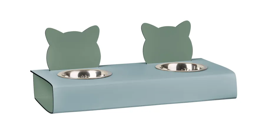obrazek 1 Jasnobłękitny unikalny zestaw dwóch misek dla kota 40x16xH6 cm