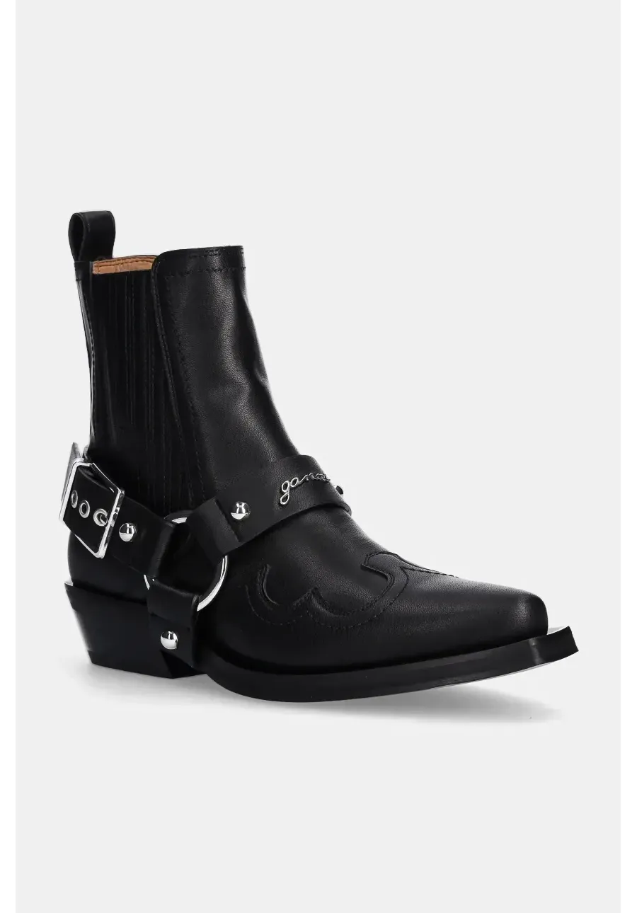 obrazek 1 GANNI kowbojki Fitted Chelsea Western Boot damskie kolor czarny na słupku S2744