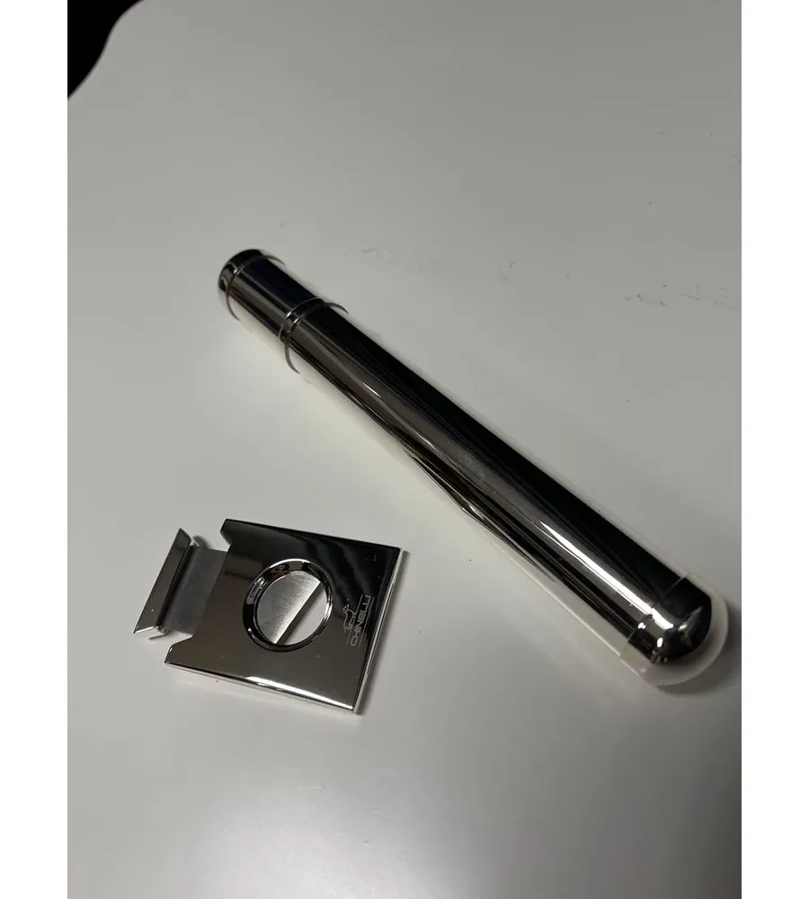 obrazek 3 Posrebrzana obcinarka do cygara wraz z etui na jedno cygaro