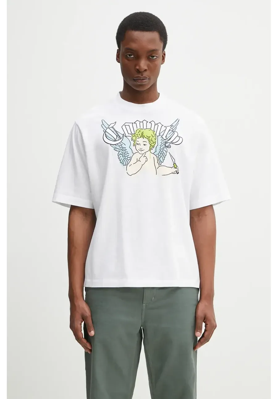 obrazek 1 Marcelo Burlon t-shirt bawełniany County Angel Boxy T-Shirt White Multicol męski kolor biały z nadrukiem CMAA05AS25JER0020184