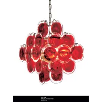 Picture Beautiful stylish chandelier with red Murano glass discs - Il Paralume Marina