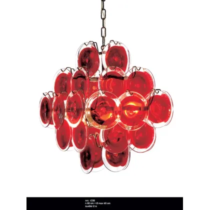 Zdjęcie Piękny stylowy żyrandol z czerwonymi krążkami ze szkła Murano - Il Paralume Marina