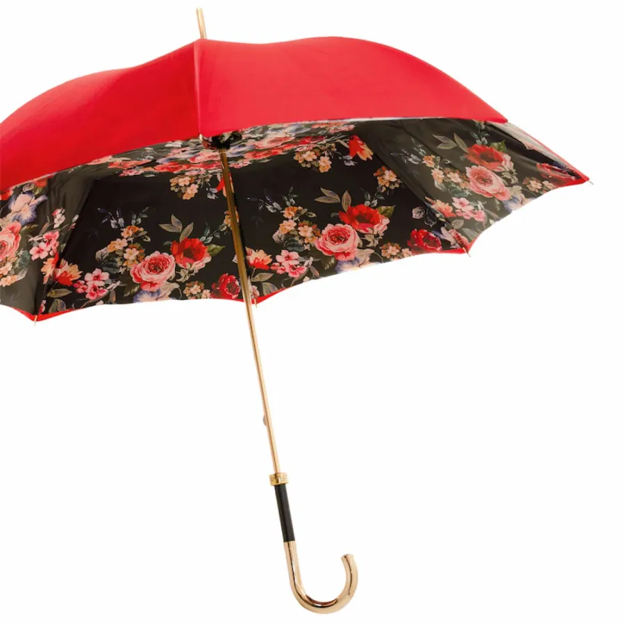 obrazek 6 Stylowy parasol damski w kolorze czerwieni zdobiony motywem róż - Pasotti