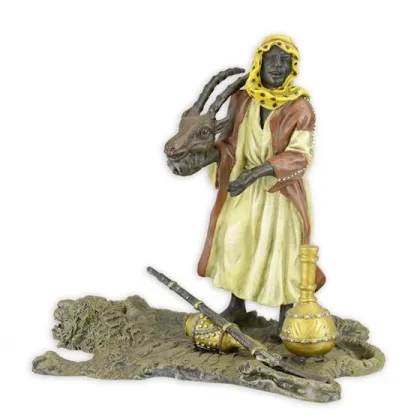 Zdjęcie Prestiżowa rzeźba arabskiego myśliwego wykonana z brązu