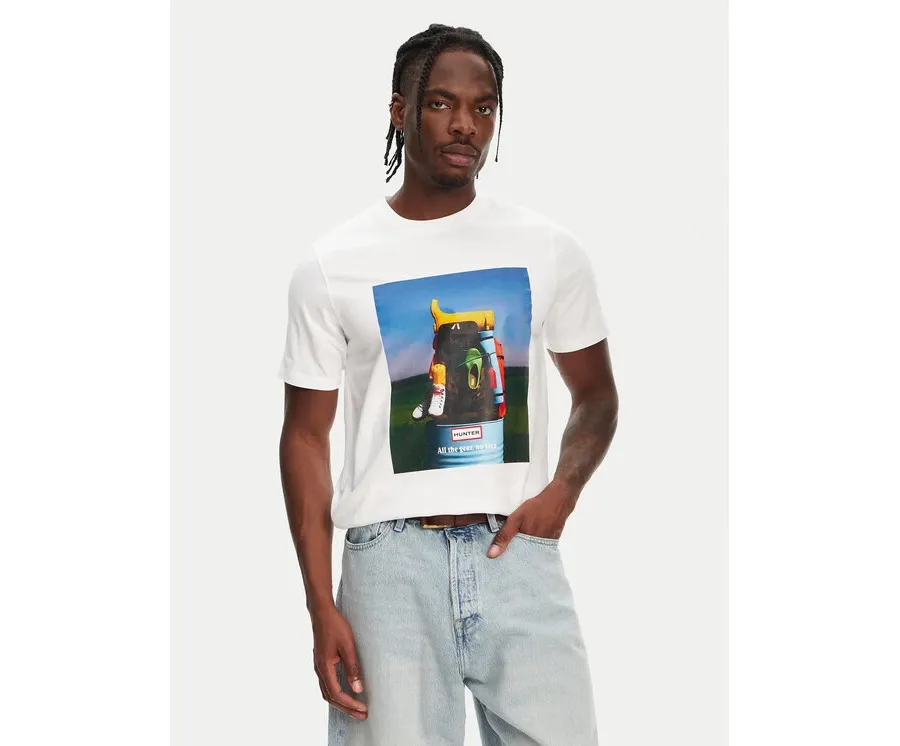 obrazek 1 Hunter T-Shirt Brodie Graphic HARM0036251 Biały Regular Fit