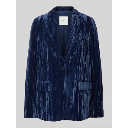 Zdjęcie Żakiet aksamitny o kroju relaxed fit z ozdobnym guzikiem i zaznaczonymi kieszeniami z patką