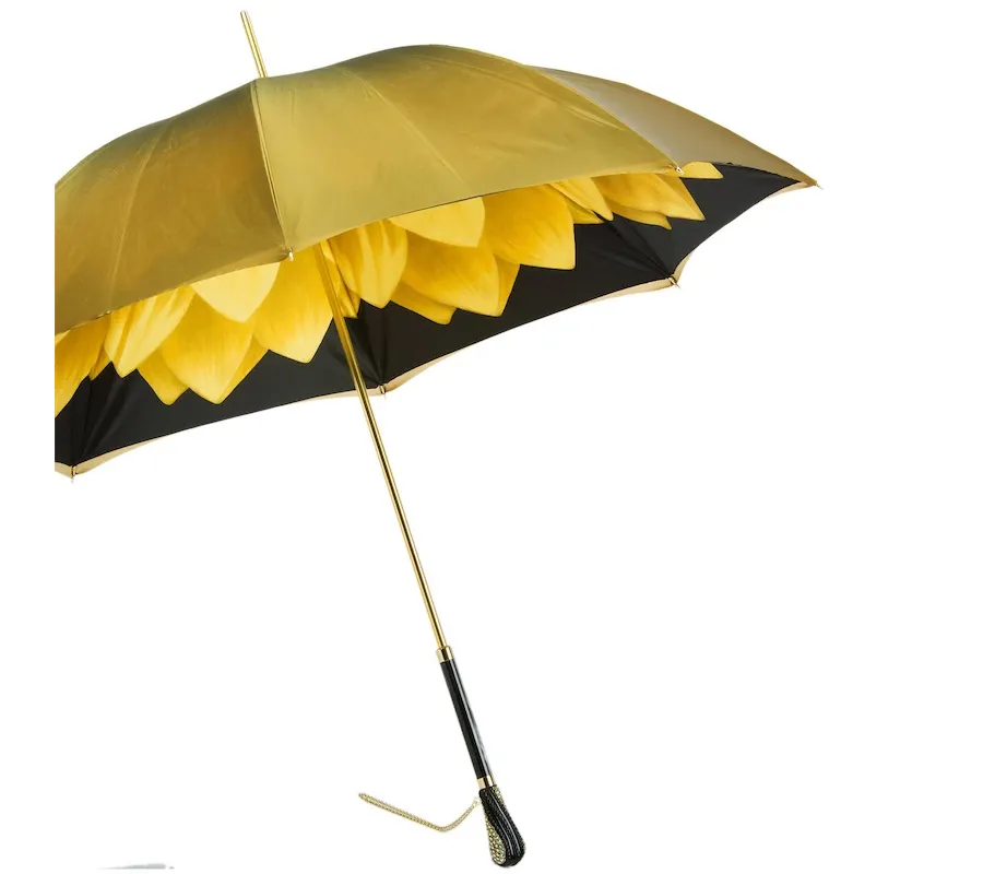 obrazek 9 Oryginalny żółtawy parasol damski zdobiony motywem kwiatu dalii – Pasotti