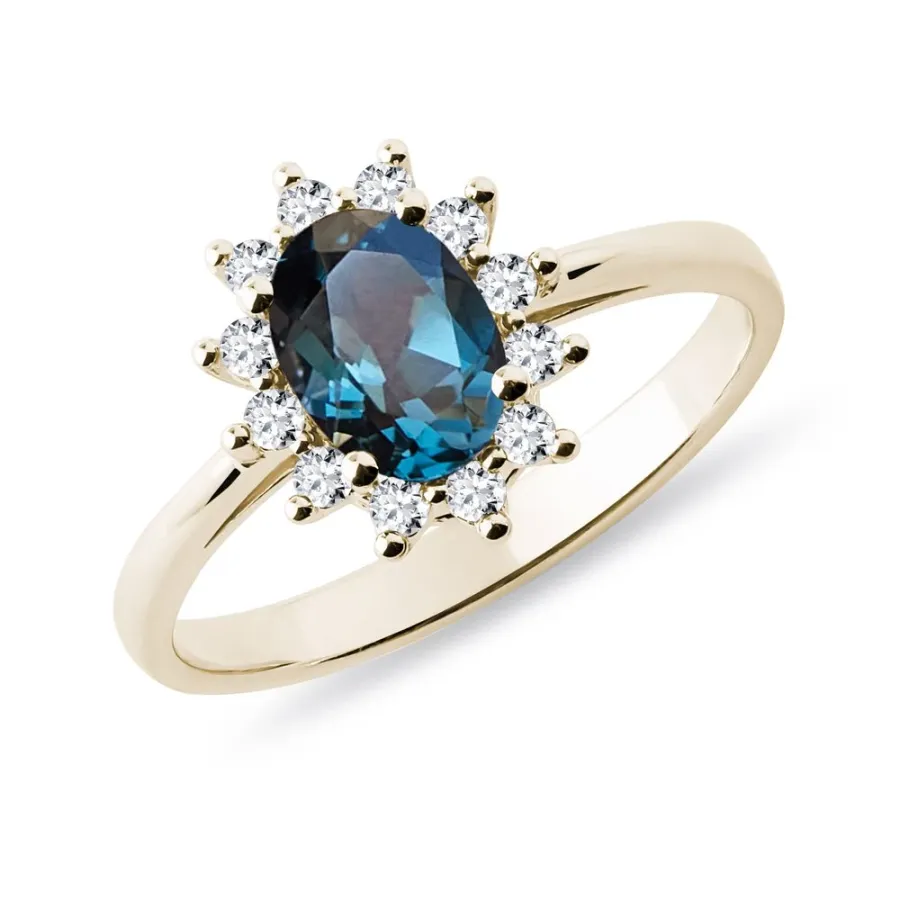 obrazek 1 Pierścionek z topazem London Blue i diamentami KLENOTA