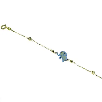 Zdjęcie Dziewczęca bransoletka z dwukolorowym słoniem i obrobionymi kulami