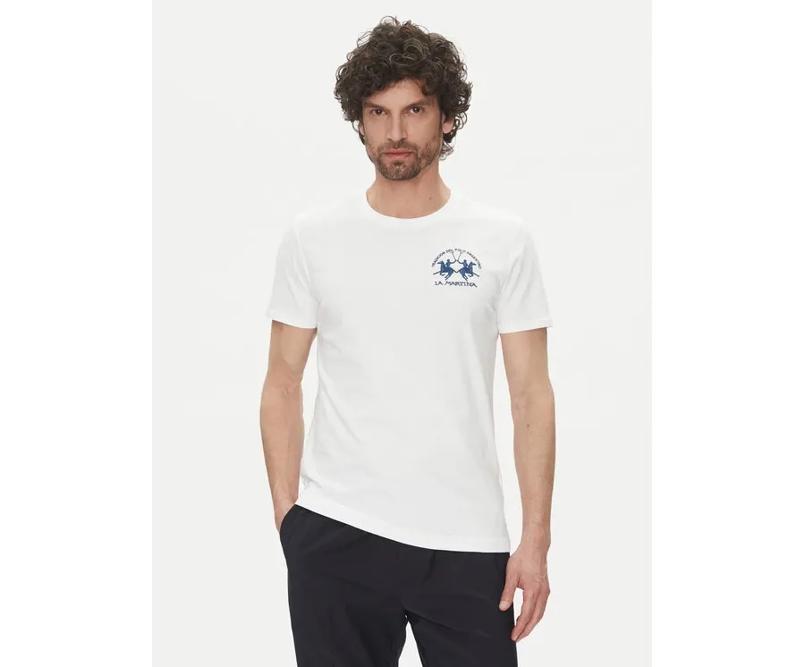 obrazek 1 La Martina T-Shirt Vernie MAR009 JS206 Biały Regular Fit