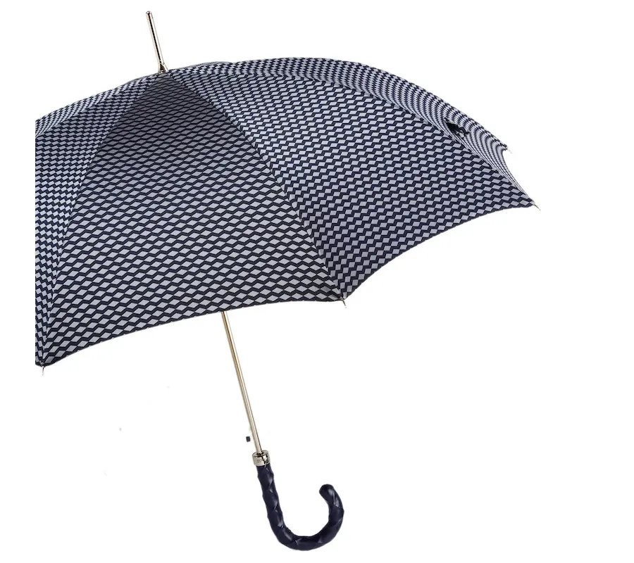 obrazek 7 Wyjątkowy czarny parasol męski zdobiony wzorem w małe romby - Pasotti
