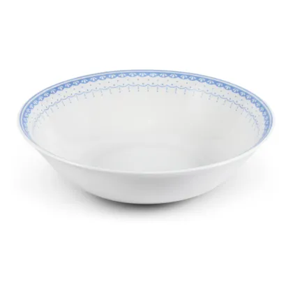 Zdjęcie Wyjątkowa miska sałatkowa z porcelany zdobiona jasnoniebieskim motywem - Leander