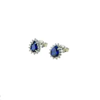Picture Prestigious drop-shaped earrings with blue stone and zircon