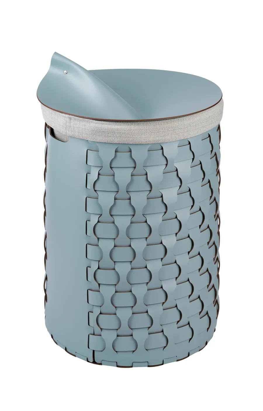 obrazek 2 Okrągły pleciony kosz Dubai Ø40xH57 cm w kolorze pastelowego błękitu