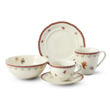 Zdjęcie 5-częściowy zestaw śniadaniowy z porcelany z bożonarodzeniowej kolekcji – Leander