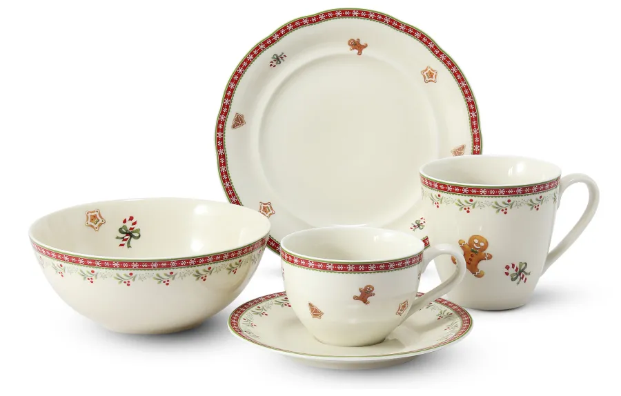 obrazek 1 5-częściowy zestaw śniadaniowy z porcelany z bożonarodzeniowej kolekcji – Leander