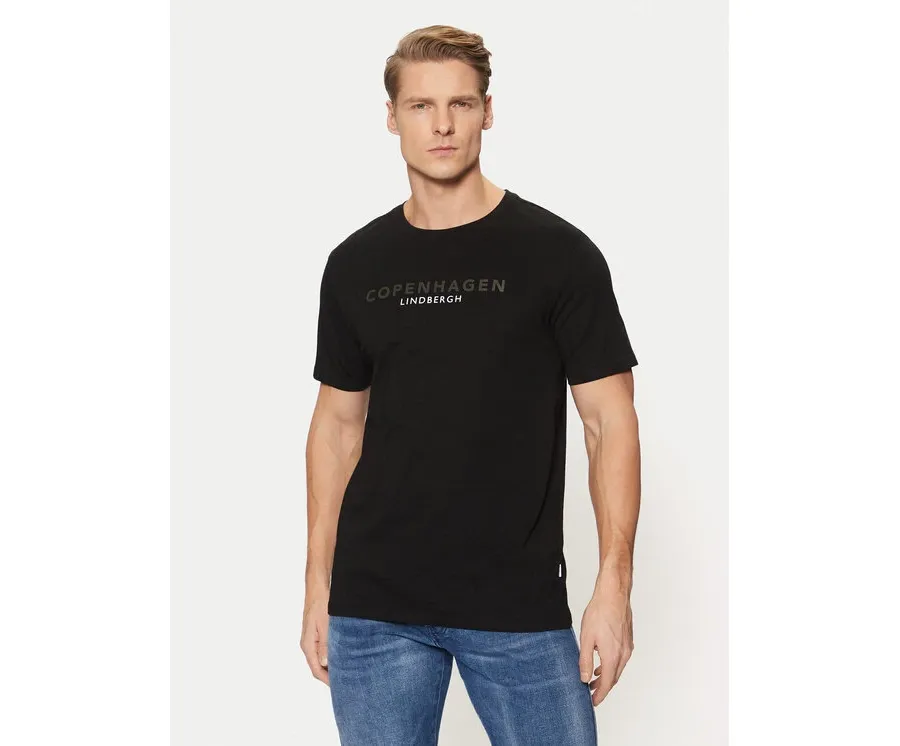 obrazek 1 Lindbergh T-Shirt 30-400200 Czarny Relaxed Fit