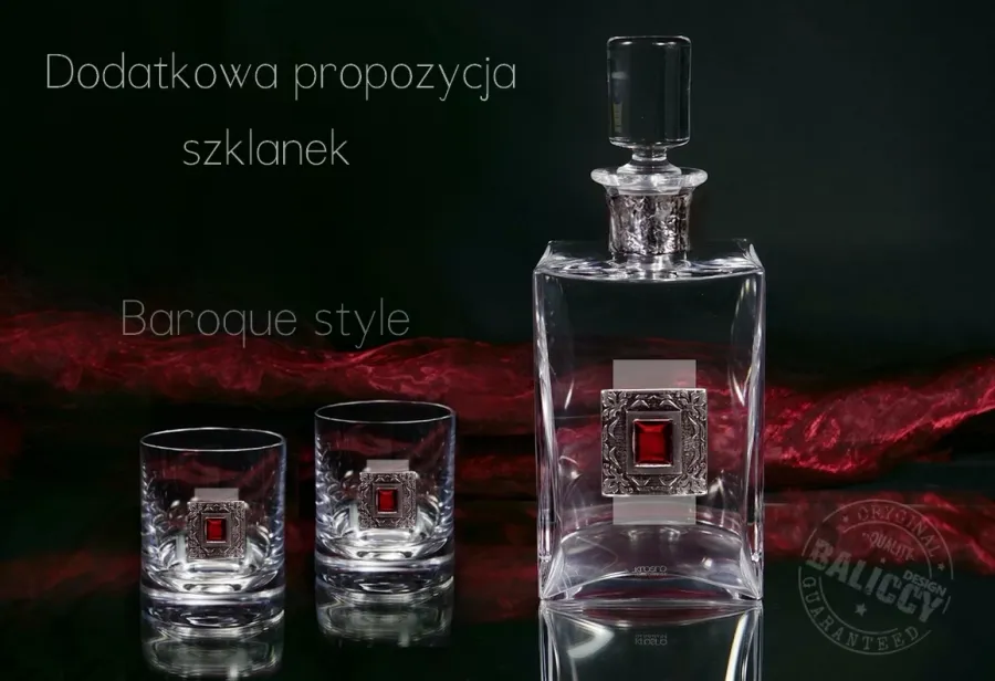 obrazek 2 Karafka do whisky barok z kryształem rubinowym