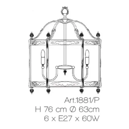 Zdjęcie Piękna stylowa lampa-latarnia z mosiądzu i przezroczystego szkła - Il Paralume Marina