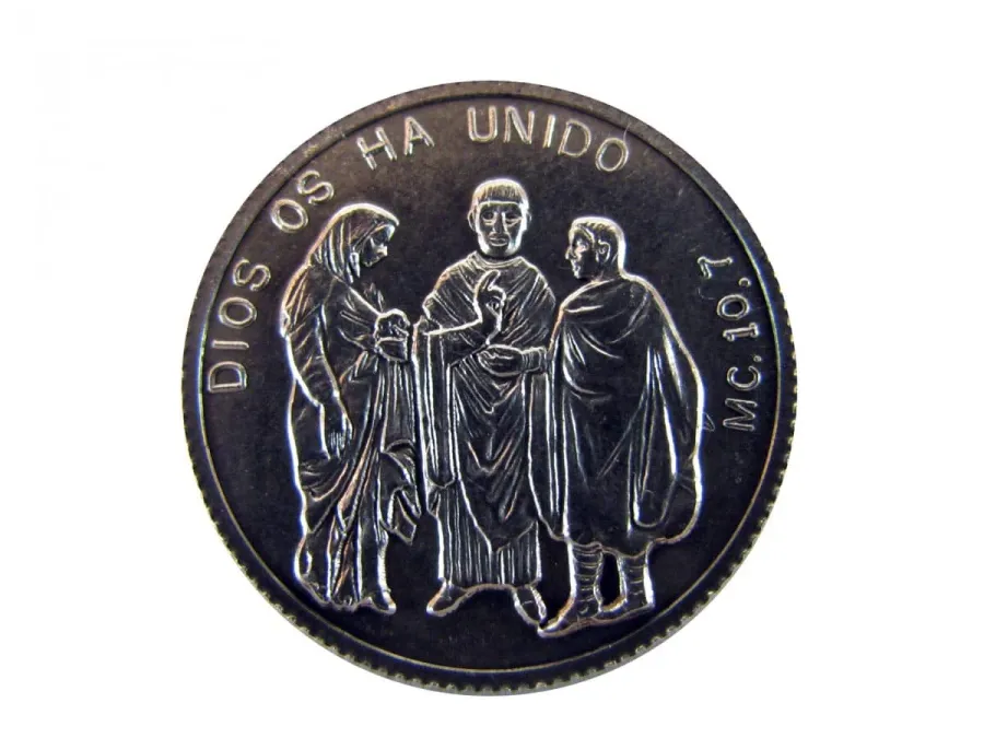 obrazek 15 Zestaw 13 srebrnych monet z tematem religijnym ze srebra próby 925 pochodzenia hiszpańskiego