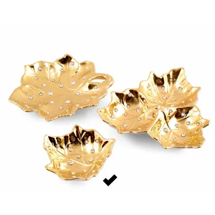 Zdjęcie Przepiękny złoty liść z ceramiki z Włoch - Bruno Costenaro