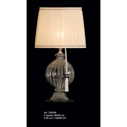 Picture Lamp with a gray Murano glass base and a closed flattened shade – Il Paralume Marina