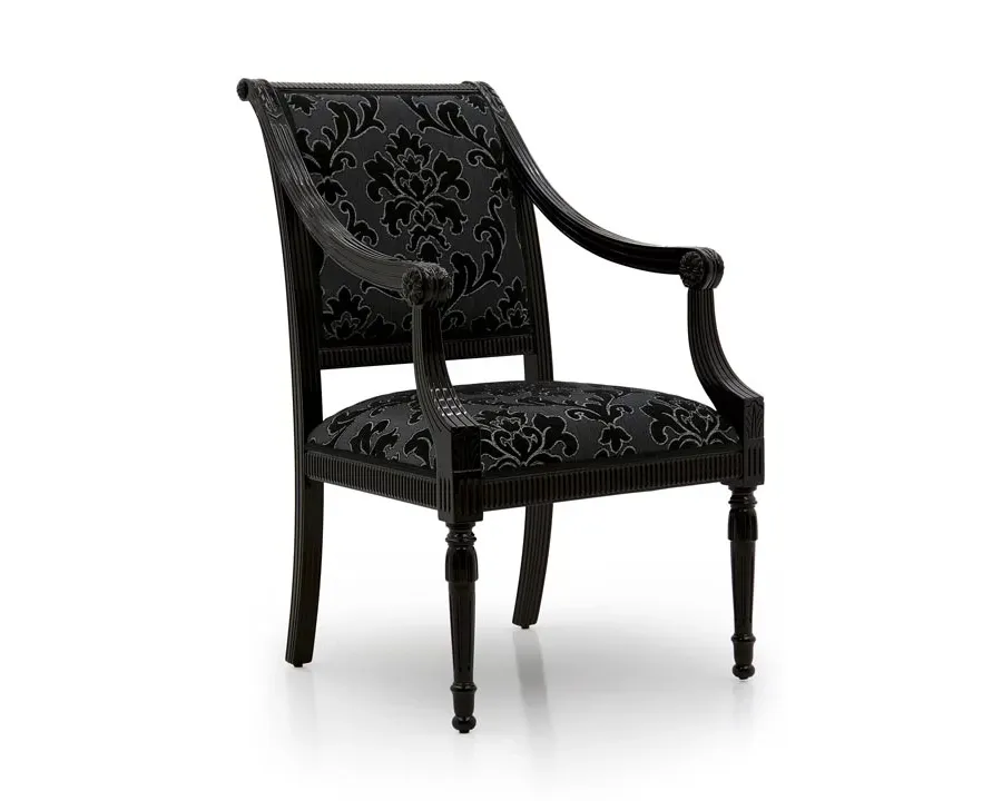 obrazek 1 Czarny elegancki fotel bukowy w stylu Empire - Sevensedie
