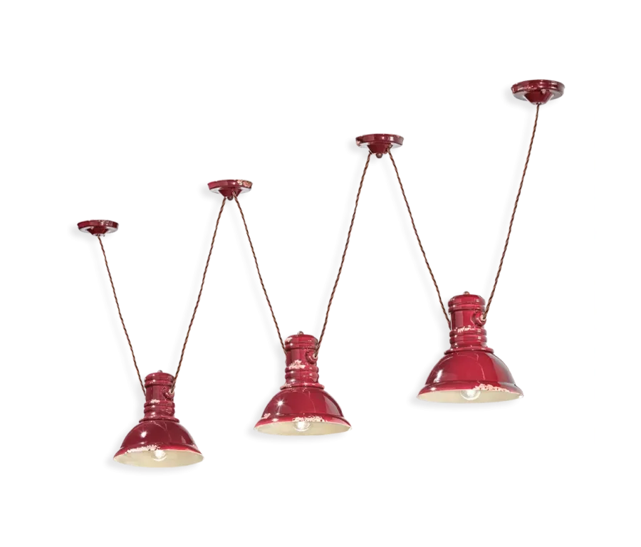 obrazek 1 Prestiżowa włoska lampa wisząca z trzema światłami w stylu retro