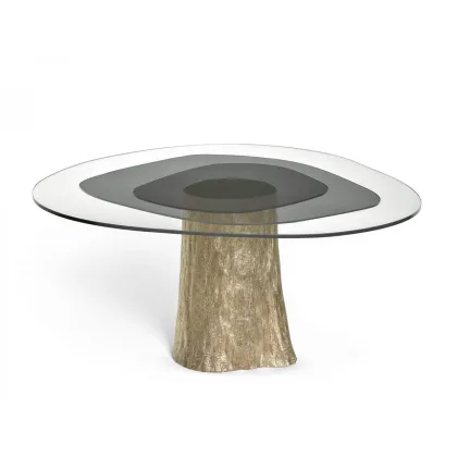 Picture Dinner table with three-layer glass top and brass base - Ginger & Jagger