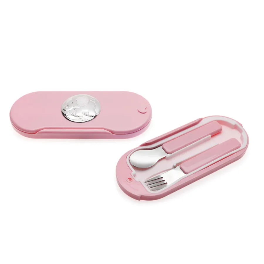 obrazek 1 Stylowy różowy zestaw do jedzenia dla dziecka „Słoń”