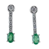 Picture Italian earrings with emeralds and a diamond pendant