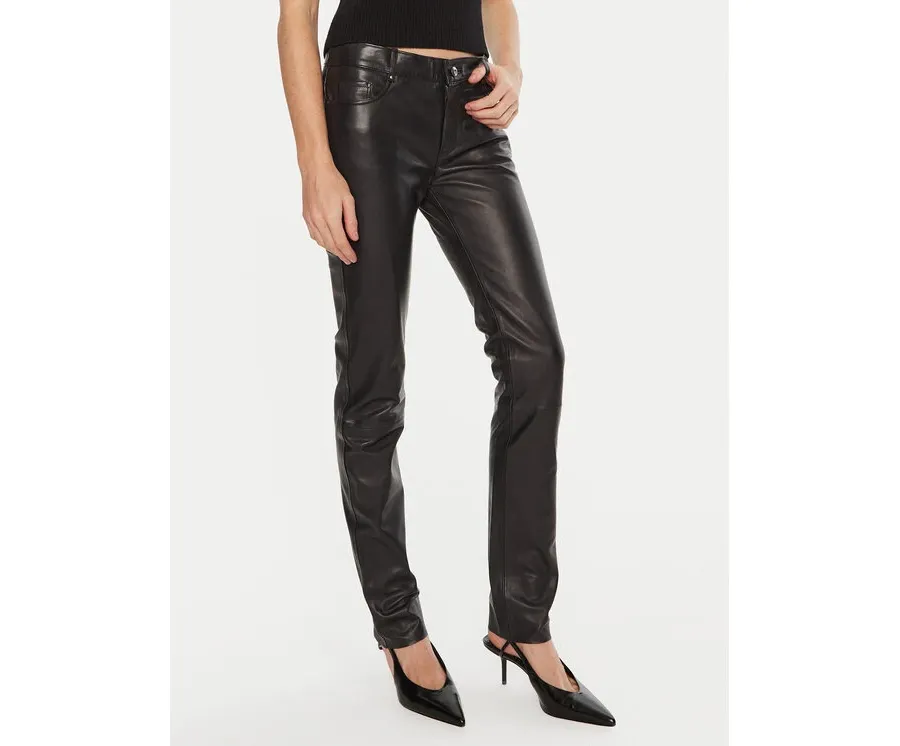 obrazek 1 Serge Pariente Spodnie skórzane Sexy Nappa Czarny Slim Fit