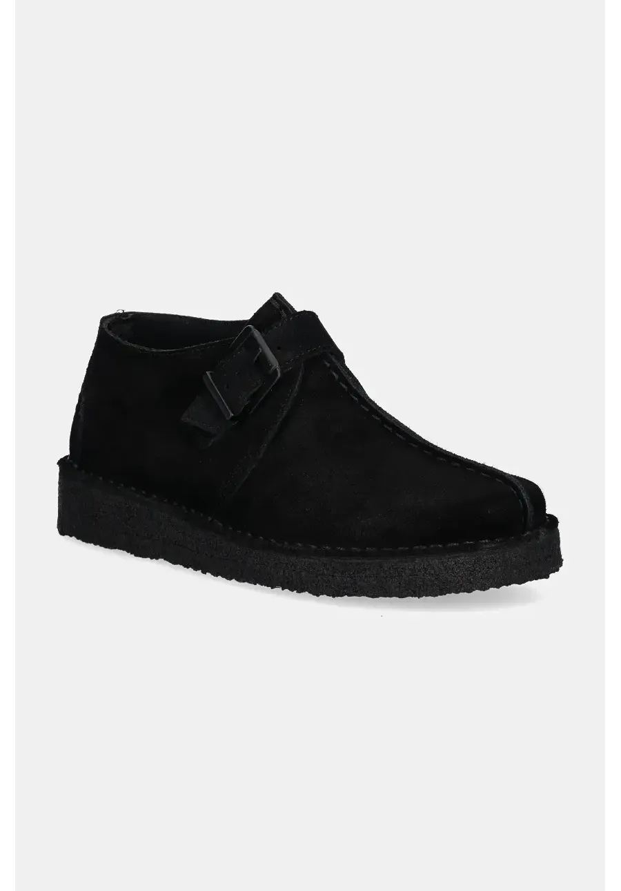 obrazek 1 Clarks Originals półbuty zamszowe Trek Buckle damskie kolor czarny na płaskim obcasie 26177993