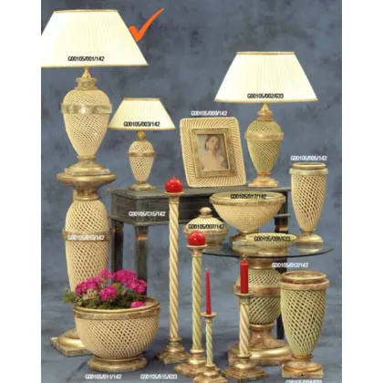 Zdjęcie Ceramiczna salonowa lampa z beżowo-zielonym złotem