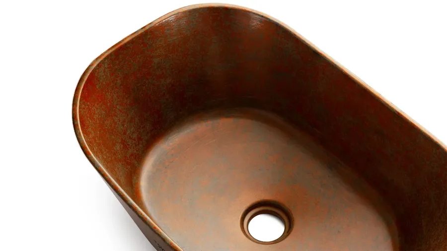 obrazek 3 Luksusowa umywalka 50 cm LIBRA BASIC – SMOKED METAL, miedziany i zielony, lakier półmatowy
