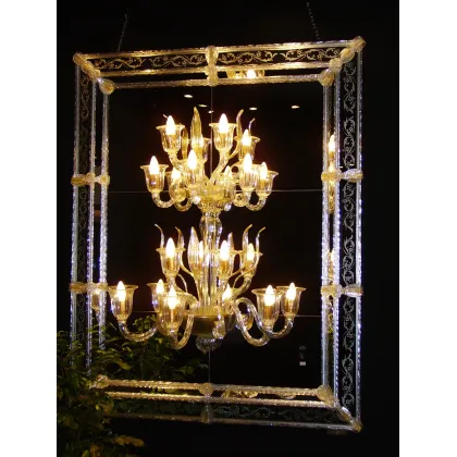 Zdjęcie Niepowtarzalne lustro weneckie Murano z kinkietem