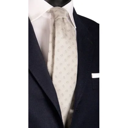 Zdjęcie Ciemnoszary jedwabny krawat we wzór paisley