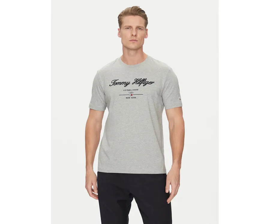 obrazek 1 Tommy Hilfiger T-Shirt Script Logo MW0MW33691 Szary Regular Fit