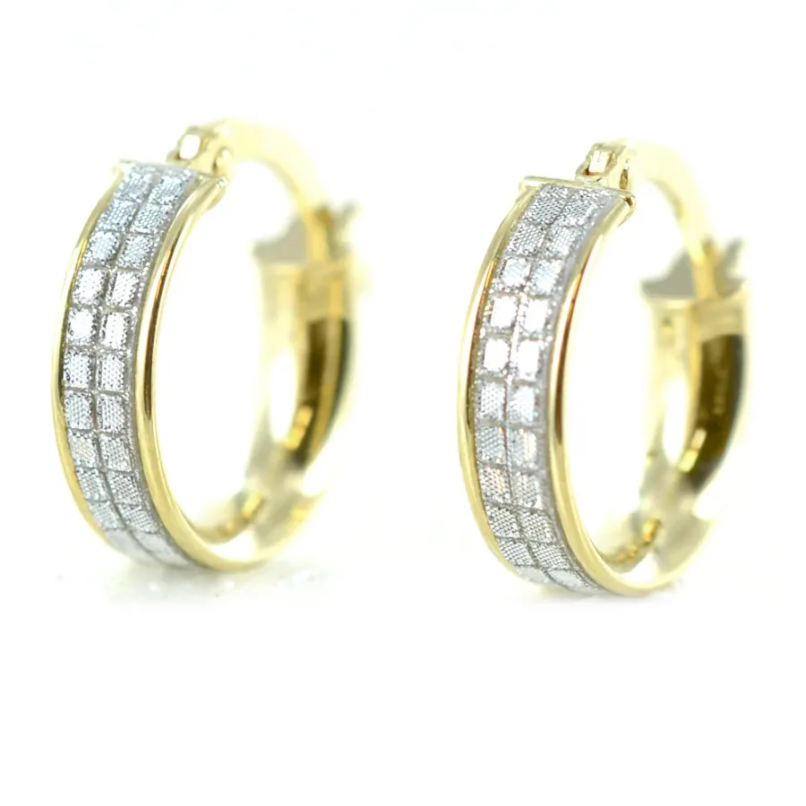 obrazek 1 Złote damskie kolczyki koła z brokatem