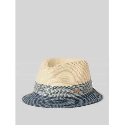 Zdjęcie Kapelusz ze wzorem w paski i detalem z logo