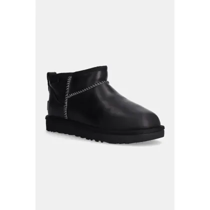 Zdjęcie UGG śniegowce skórzane Classic Ultra Mini Lthr Regen kolor czarny 1163490-BLK