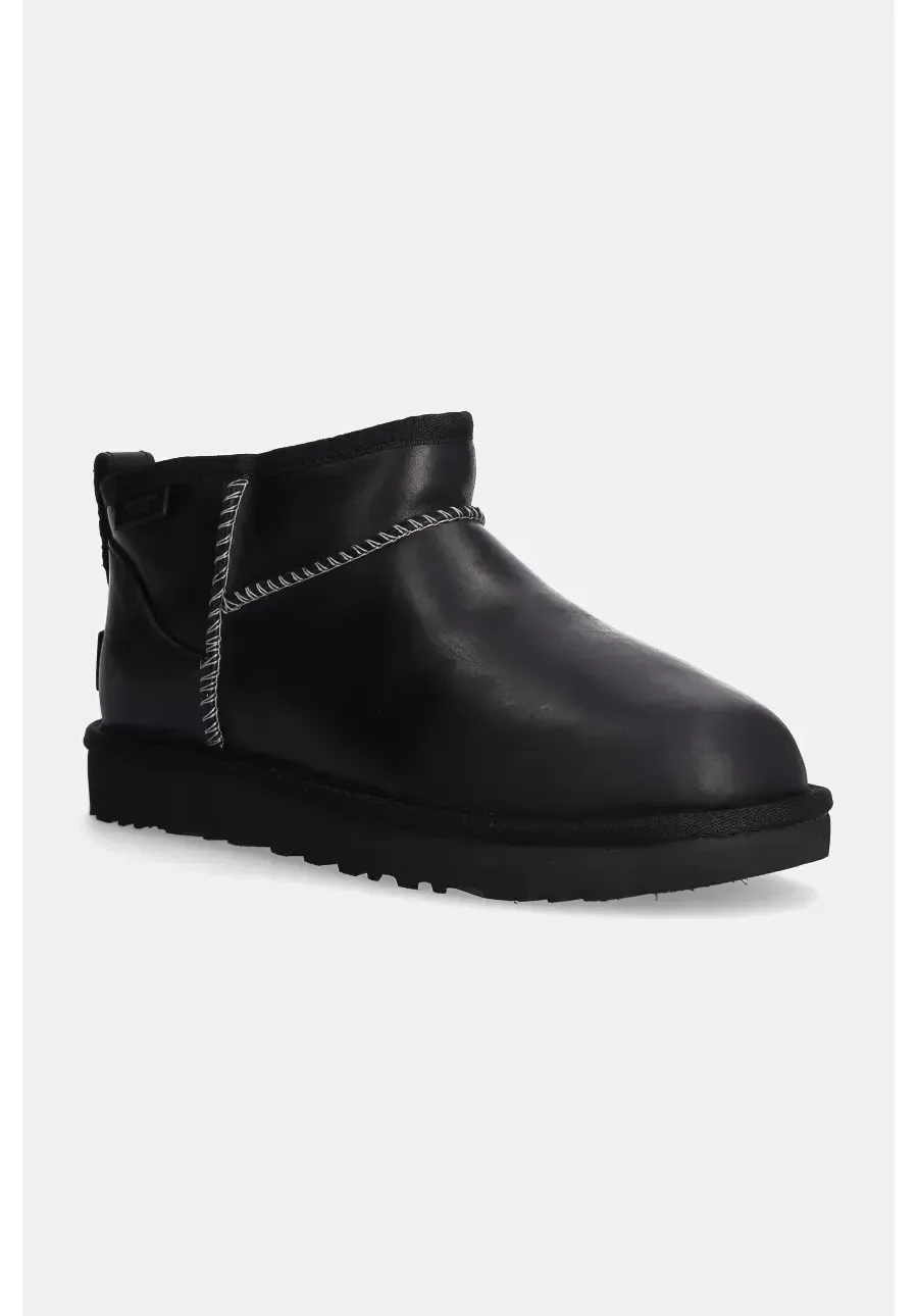 obrazek 1 UGG śniegowce skórzane Classic Ultra Mini Lthr Regen kolor czarny 1163490-BLK