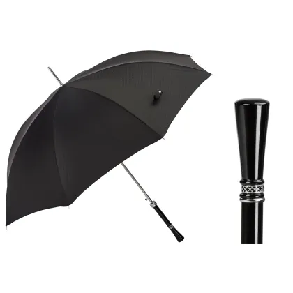 Picture Classic black men's umbrella with a stylish handle - Pasotti