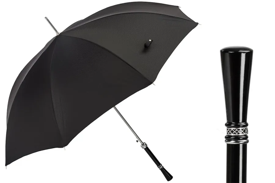 obrazek 1 Klasyczny czarny parasol męski ze stylową rączką - Pasotti
