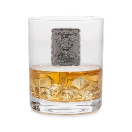 Zdjęcie Wyjątkowa szklanka do whisky z emblematem dla „Najlepszej macochy na świecie” – prezent dla macochy