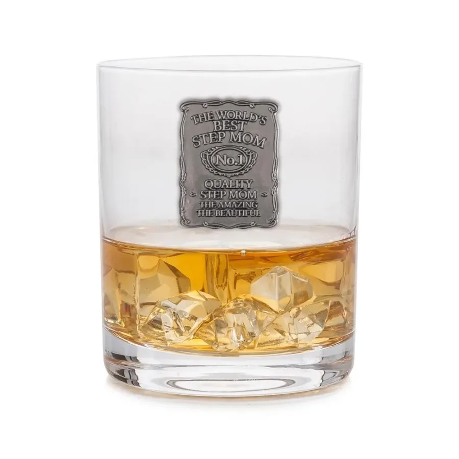 obrazek 1 Wyjątkowa szklanka do whisky z emblematem dla „Najlepszej macochy na świecie” – prezent dla macochy